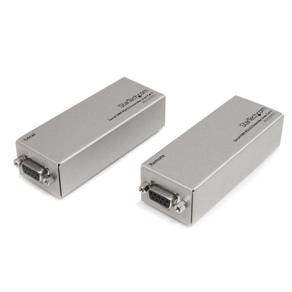 StarTech.com Serieller DB9 RS232-Extender über Cat5 - Bis zu 1000 Meter, VGA, Seriell, RS-232, Silber, Gleichstrom, 0 - 70 °C