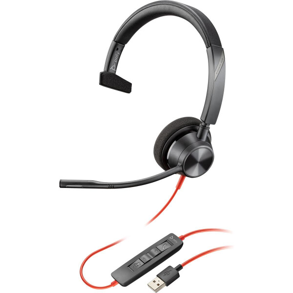 HP POLY Blackwire 5210 Monaurales USB-A-Headset, Kabelgebunden, Anrufe/Musik, Kopfhörer, Schwarz