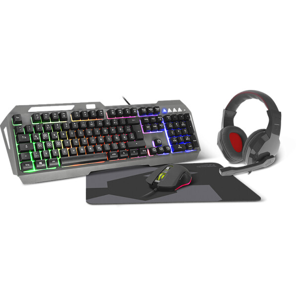 SPEEDLINK LUNERA 4in1, Kabelgebunden, USB, QWERTZ, LED, Schwarz, Maus enthalten