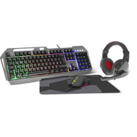 SPEEDLINK LUNERA 4in1, Kabelgebunden, USB, QWERTZ, LED, Schwarz, Maus enthalten