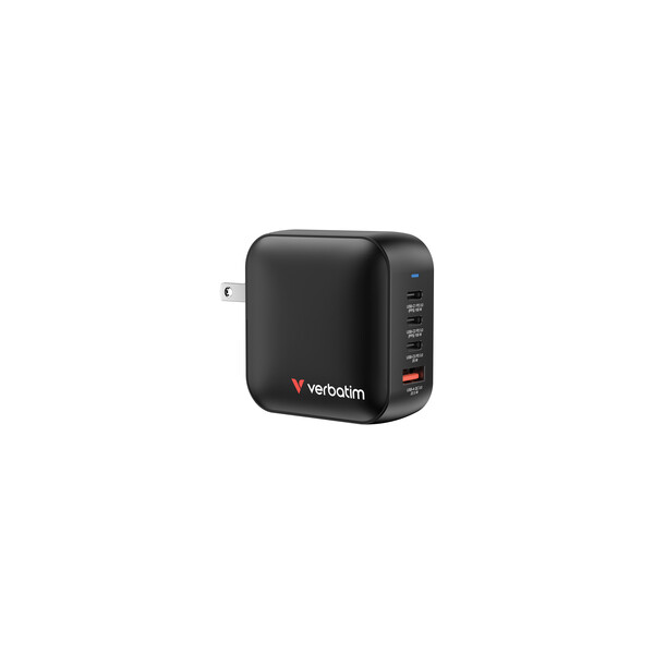 Verbatim Mini GaN Charger Reiseladeadapter 100 W 1x USB-A 3x USB-C USB PD PD 3.0 QC 3. - Ladegerät