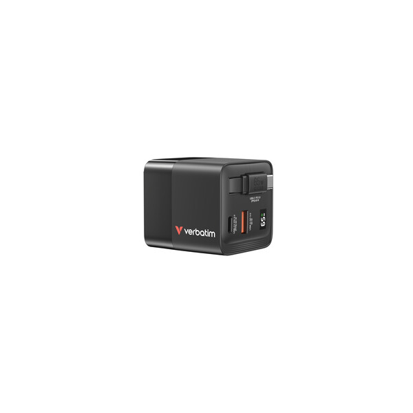 Verbatim GaN Charger 65 W Reiseladeadapter 65 1x USB-A USB-C USB PD PD 3.0 QC 3
