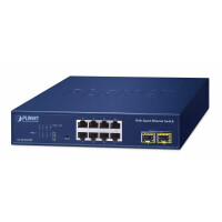 Planet 8-Port 10/100/1000T + 2-Port, Managed, L2, Gigabit...