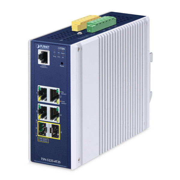 Planet TSN-5225-4T2S, Managed, L2+, Gigabit Ethernet (10/100/1000), Vollduplex, Wandmontage