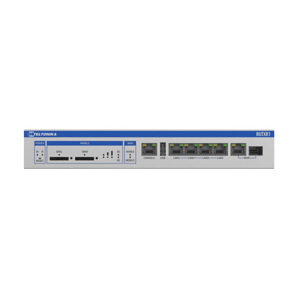 Teltonika RUTXR1, Router für Mobilfunknetz, Grau, Stahl, Daten, Leistung, Signalstärke, Status, WAN, Gigabit Ethernet, 10,100,1000 Mbit/s