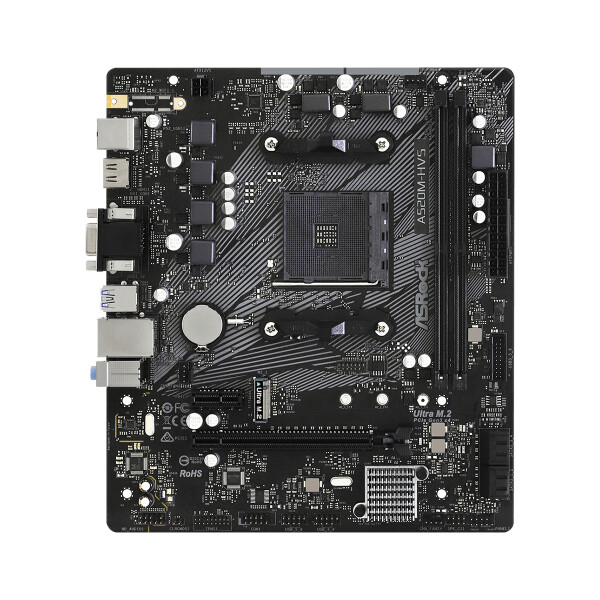 ASRock A520M-HVS, AMD, Sockel AM4, AMD Ryzen 3000 Series, DDR4-SDRAM, 64 GB, DIMM