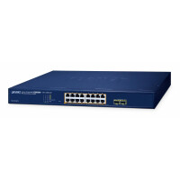 Planet 16-Port 10/100/1000T 802.3at PoE + 2-Port 1000X...