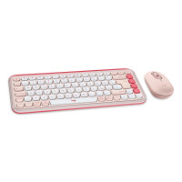 Logitech POP Icon Combo, Kabellos, Bluetooth, Scherenschalter, QWERTY, Pink, Weiß, Maus enthalten