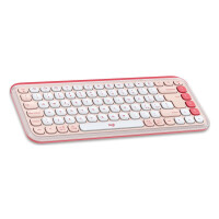 Logitech POP Icon Combo, Kabellos, Bluetooth, Scherenschalter, QWERTY, Pink, Weiß, Maus enthalten