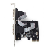 Gembird SPC-22, PCIe, Seriell, Niedriges Profil, PCIe 1.1, RS-232, Schwarz