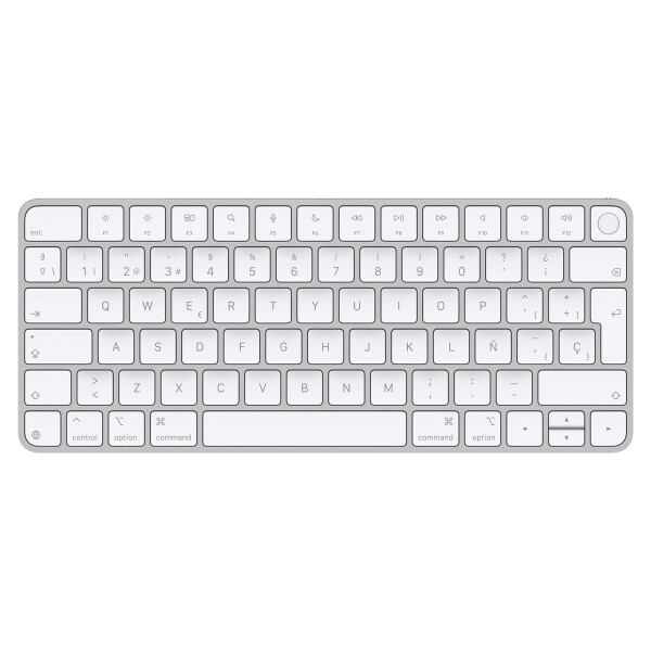 Apple Magic Keyboard mit Touch ID für Mac Modelle mit Chip – Spanisch, Tenkeyless (80 - 87 %), Verkabelt & Kabellos, USB + Bluetooth, QWERTY, Silber, Weiß