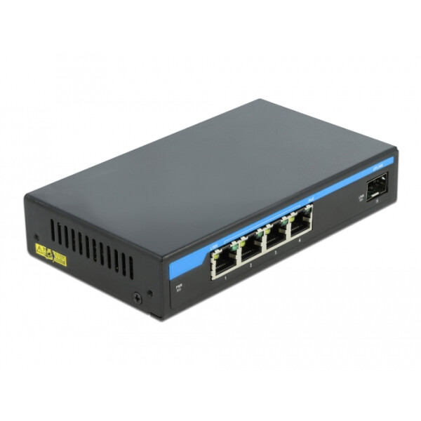 Delock Gigabit Ethernet Switch 4 Port PoE + 1 SFP, Gigabit Ethernet (10/100/1000), Power over Ethernet (PoE)