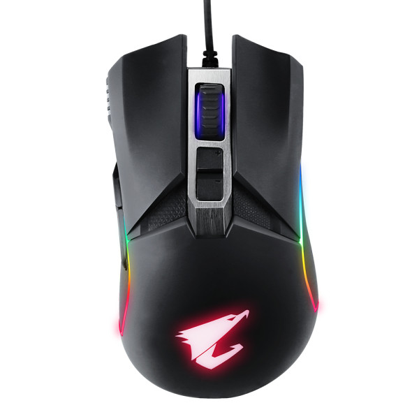 Gigabyte AORUS M5, rechts, Optisch, USB Typ-A, 16000 DPI, Schwarz