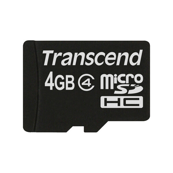 Transcend TS4GUSDC4, 4 GB, MicroSDHC, Schwarz