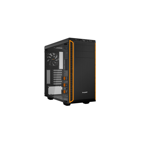 Be Quiet! Pure Base 600 Window, Midi Tower, PC, Schwarz, Orange, ATX, micro ATX, Mini-ITX, ABS Synthetik, Kunststoff, Stahl, Gehärtetes Glas, Gaming