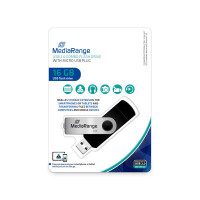 MEDIARANGE MR931-2, 16 GB, USB Type-A / Micro-USB, 2.0, 15 MB/s, Drehring, Silber, Schwarz