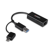 Lindy 43412, Kabelgebunden, USB, Ethernet, 5000 Mbit/s, Schwarz