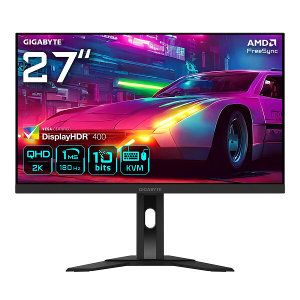 Gigabyte M27QA 27" QHD-Gaming-Monitor - 2560 x 1440, 180Hz, 1ms, 350 cd/m², FreeSync Premium, HDR ready, HDMI 2.1, DisplayPort 1.4, 68,6 cm (27"), 2560 x 1440 Pixel, Quad HD, LED, Schwarz