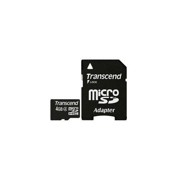 Transcend 4 GB microSDHC, 4 GB, MicroSDHC, Klasse 4, 4 MB/s, Schwarz