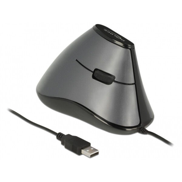 Delock 12527, rechts, Optisch, USB Typ-A, 800 DPI, Schwarz, Grau