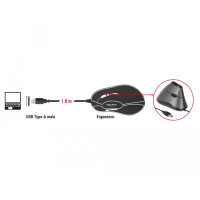 Delock 12527, rechts, Optisch, USB Typ-A, 800 DPI, Schwarz, Grau