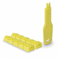 Lindy 47900, Schnittstellenblockierung + Schlüssel, RJ-45, Gelb, Acrylnitril-Butadien-Styrol (ABS), 10 Stück(e), Polybag