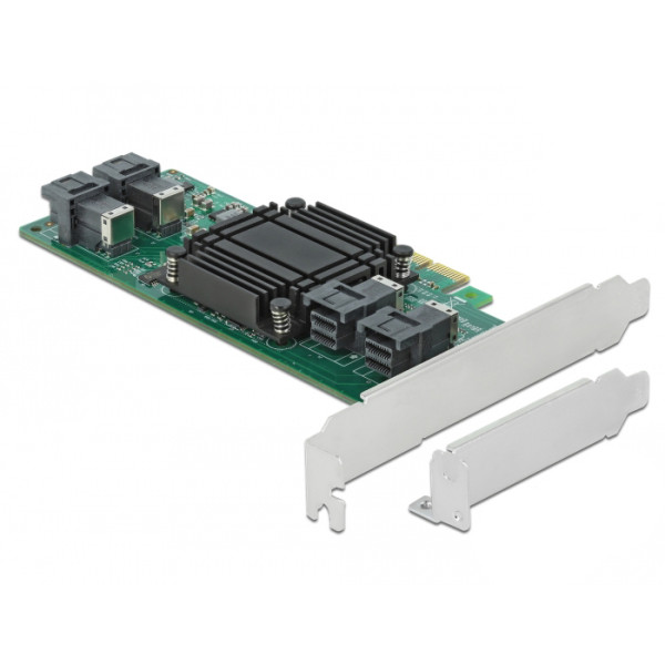 Delock PCI Express x8 Karte zu 4 x intern SFF-8643 NVMe - Low Profile Formfaktor, PCIe, SFF-8643, Weiblich, Grün, 32 Gbit/s, 5 - 50 °C