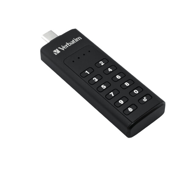 Verbatim Keypad Secure - USB-3.0-Stick 32 GB - Datenspeicher mit Passwortschutz, inkl. USB-A zu USB-A-Verlängerungskabel - Schwarz, 32 GB, USB Typ-A, 3.2 Gen 1 (3.1 Gen 1), Ohne Deckel, 30 g, Schwarz
