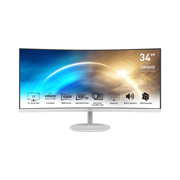 MSI Pro MP341CQ, 86,4 cm (34"), 3440 x 1440 Pixel, UltraWide Quad HD, 4 ms, Weiß