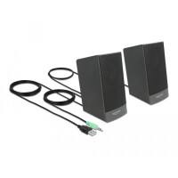 Delock Stereo 2.0 PC Lautsprecher mit 3,5 mm Klinkenstecker und USB Stromversorgung, 2.0 Kanäle, Kabelgebunden, 3 W, 80 - 18000 Hz, 4 Ohm, Schwarz