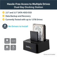 StarTech.com Dual-Bay Festplatten-Kopierer, Selbständiger USB 3.0 (5 Gbit/s) / eSATA auf 2.5/3.5" SATA III HDD/SSD Cloner/Kopierer, Festplatten Dockingstation, Festplatten Kopierer, HDD/SSD-Duplikator, 1 Kopien, USB 3.2 Gen 1 (3.1 Gen 1)/eSATA, USB Typ-B,