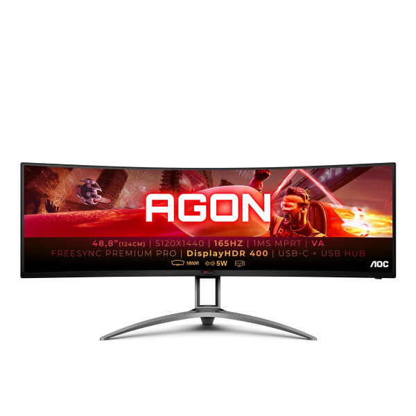 AOC B2 AG493UCX2, 124 cm (48.8"), 5120 x 1440 Pixel, Quad HD, LED, 1 ms, Schwarz