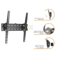 Equip 650332 37"-70" Neigbare Wandmontagehalterung für Bildschirme mit 37 bis 70 Zoll, 177,8 cm (70"), 200 x 200 mm, 600 x 400 mm, -12 - 12°, Edelstahl, Schwarz