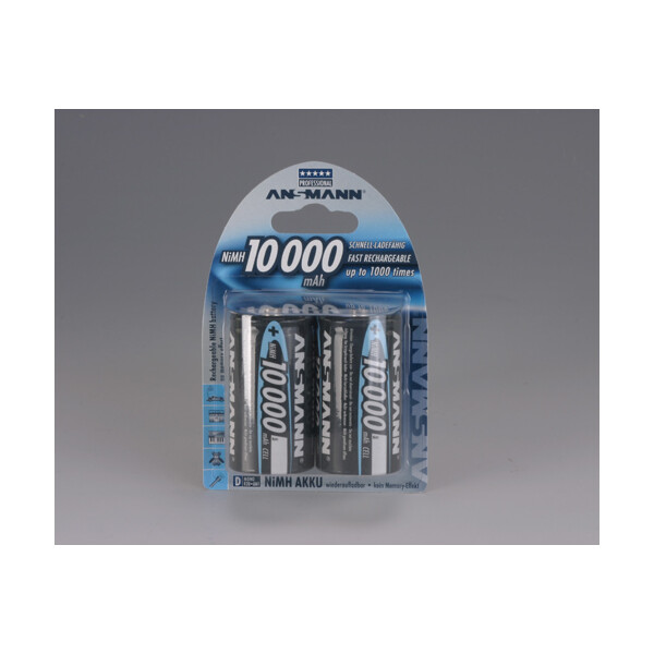 Ansmann 10000 mAh - Mono / D / HR20, D, Nickel-Metallhydrid (NiMH), 1,2 V, 10000 mAh, 33 x 61.5