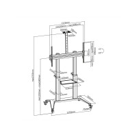 ROLINE 17.03.1263, Multimedia-Wagen, Schwarz, 140 kg, 5 kg, 177,8 cm (70"), 3,05 m (120")