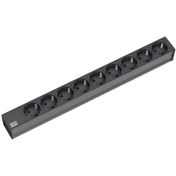 Bachmann 9x Schuko, 2m, 2 m, Typ F, Kunststoff, Schwarz, Kunststoff, 9 AC-Ausgänge