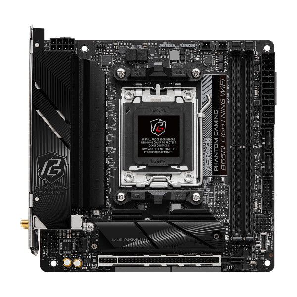 ASRock B650I Lightning WiFi, AMD, Sockel AM5, AMD Ryzen 7000 Series, DDR5-SDRAM, 96 GB, DIMM