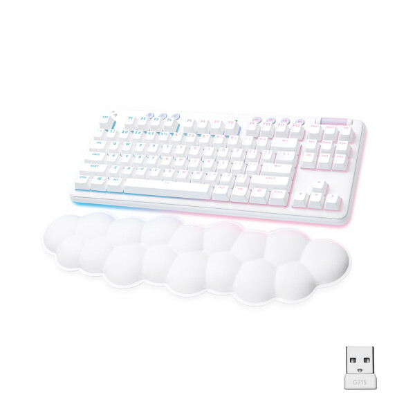 Logitech G G715, Kabellos, RF Wireless + Bluetooth, Mechanischer Switch, QWERTY, RGB-LED, Weiß