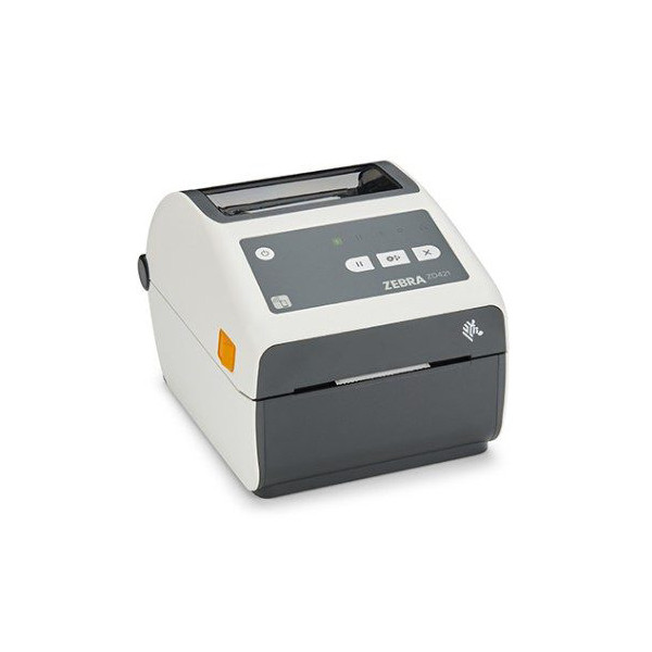 Zebra ZD421T, Wärmeübertragung, 203 x 203 DPI, 102 mm/sek, Verkabelt & Kabellos, Grau, Weiß