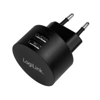 LogiLink USB Steckdosenadapter, 2x USB-Port für Fast...