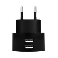 LogiLink USB Steckdosenadapter, 2x USB-Port für Fast Charging, 10,5W, Drinnen, AC, 5 V, Schwarz