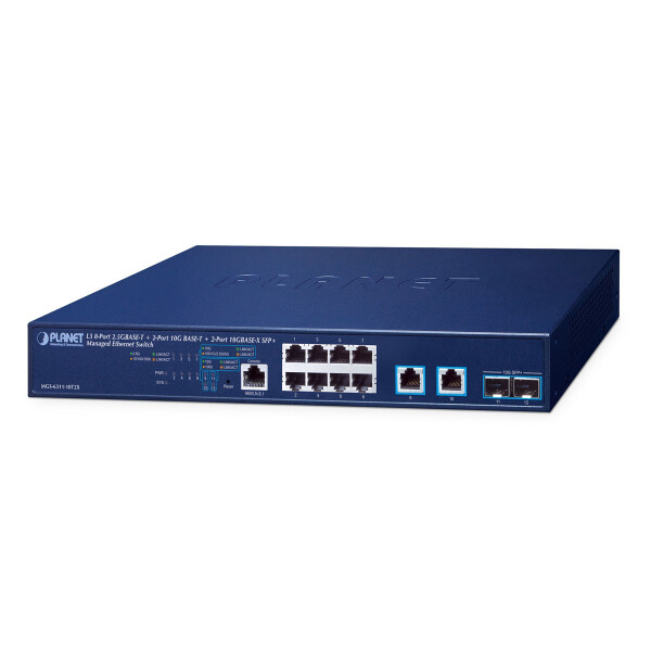 Planet Layer 3 8-Port 2.5GBASE-T +, Managed, L3, 10G Ethernet (100/1000/10000), Vollduplex, Rack-Einbau, 1U