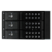 StarTech.com 3-fach 3,5" trägerloser SATA Festplatten Aluminium Wechselrahmen Backplane, SATA, Serial ATA II, Serial ATA III, 3.5", 1,2 kg, Schwarz