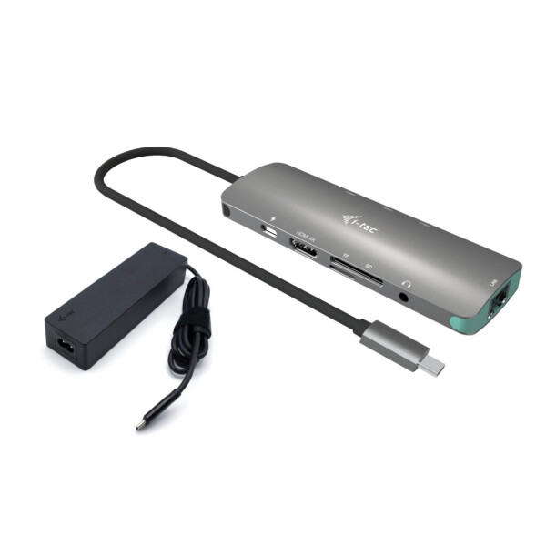 i-tec USB-C Metal Nano Docking Station 4K HDMI LAN with Power Delivery 100W + Universal Charger 100W, Kabelgebunden, USB 3.2 Gen 1 (3.1 Gen 1) Type-C, 100 W, 100,1000 Mbit/s, Grau, MicroSD (TransFlash), SD