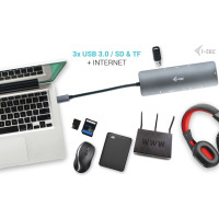 i-tec USB-C Metal Nano Docking Station 4K HDMI LAN with Power Delivery 100W + Universal Charger 100W, Kabelgebunden, USB 3.2 Gen 1 (3.1 Gen 1) Type-C, 100 W, 100,1000 Mbit/s, Grau, MicroSD (TransFlash), SD