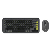 Logitech POP Icon Combo, Kabellos, Bluetooth, Scherenschalter, QWERTY, Graphit, Grün, Maus enthalten