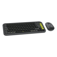 Logitech POP Icon Combo, Kabellos, Bluetooth, Scherenschalter, QWERTY, Graphit, Grün, Maus enthalten