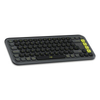 Logitech POP Icon Combo, Kabellos, Bluetooth, Scherenschalter, QWERTY, Graphit, Grün, Maus enthalten