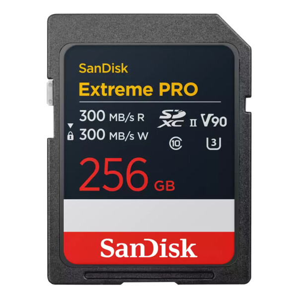 SanDisk Extreme PRO, 256 GB, SDXC, Klasse 10, UHS-II, 300 MB/s, 300 MB/s