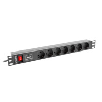 Lanberg PDU-07F-0200-IEC-BK, 1U, Horizontal, Schwarz, 7...